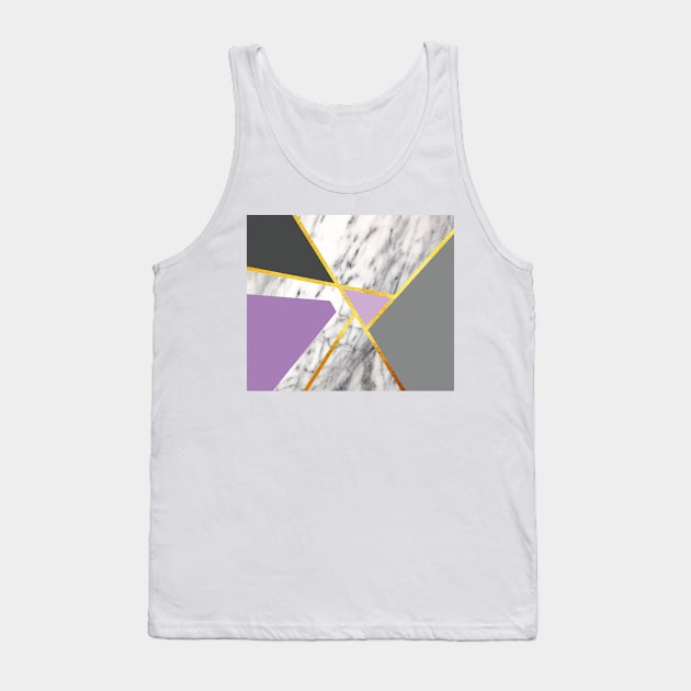 Geometric marble print, color blocking purple Tank Top by ColorsHappiness